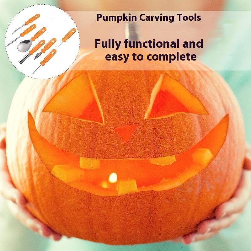 7pcs Pumpkin Carving Set Tools Halloween Stainless Steel Professional Pumpkin Engraving Kit DIY Handmade Knife Cutting Supplies