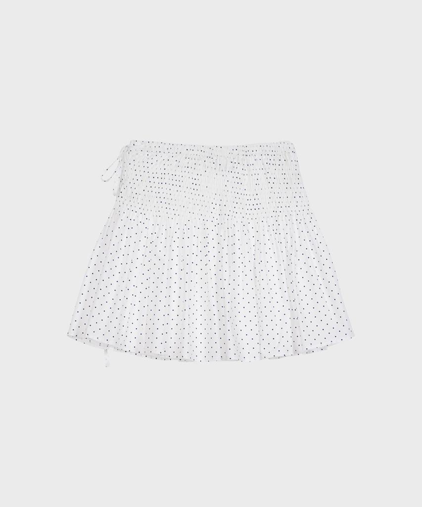 Alkialka Smocked Dot Skirt (White)