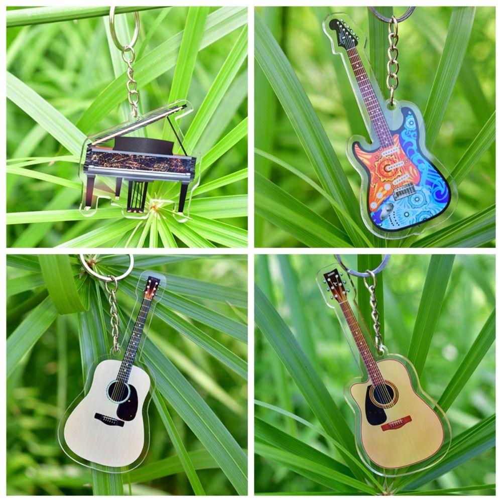 Cello Guitar Acrylic Keychain VIOLIN Electric Guitar Model Keyring Bag Pendant