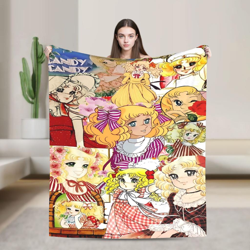 Candy Candy And Terry Anime Blanket Warm Soft Funny Plush Bedding Throws For Couch Bed Travel Flannel Bedspread Bed Cover