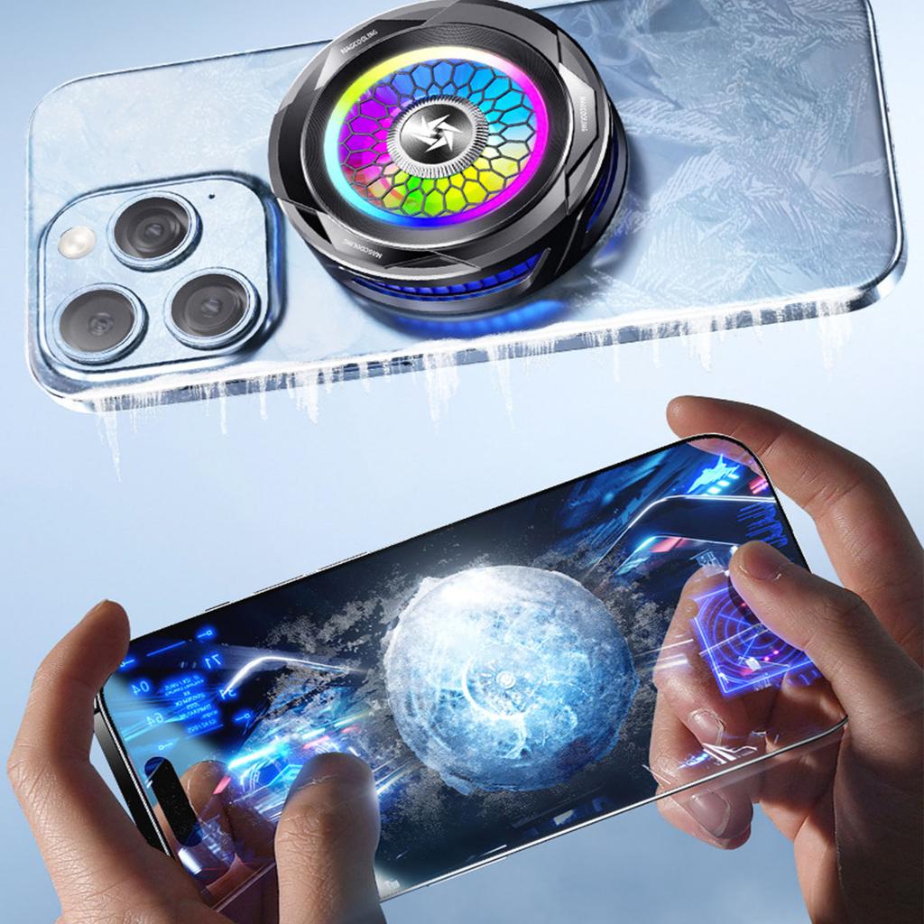 Телефон Вентилятор Охлаждения Радиатор Малошумная Система Охлаждения Полупроводниковый Магнитный Адсорбционный Радиатор Портативный с RGB Подсветкой