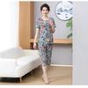 Женский пижамный комплект из ледяного шелка больших размеров: Повседневный костюм-двойка с коротким рукавом для мам среднего и пожилого возраста