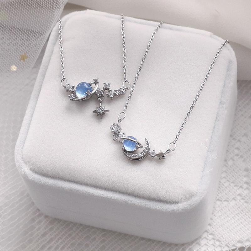 Ожерелье «Планета», Женский нишевый дизайн, чувство простоты, света, роскоши, голубой звезды, луны, ключицы, летняя цепочка «Я так болезненна»