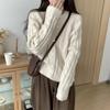 Мягкий восковой твист вязаный кардиган куртка женский осенне-зимний новый круглый вырез молочный фуфу ленивый ветер короткий свитер прилив