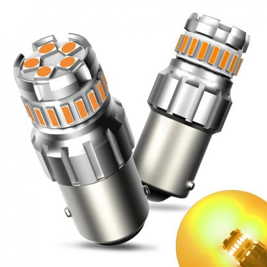 2X BA15S Amber LED Turn Bright Ultra Signal Hyperflash No Indicator Bulb CANBUS