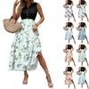Women's Casual And Fashionable V-neck Sleeveless Printing Mid Length Dress