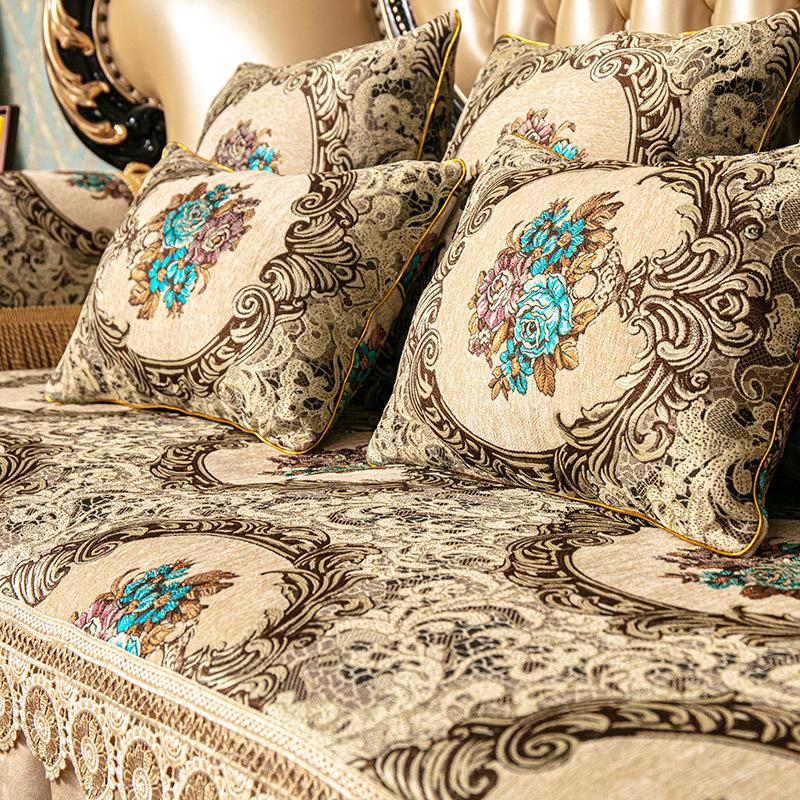 Европейская подушка для дивана, Высококачественная роскошная нескользящая, Всесезонное кожаное комбинированное покрытие для дивана, Подушка для сиденья, Летний американский стиль принцессы