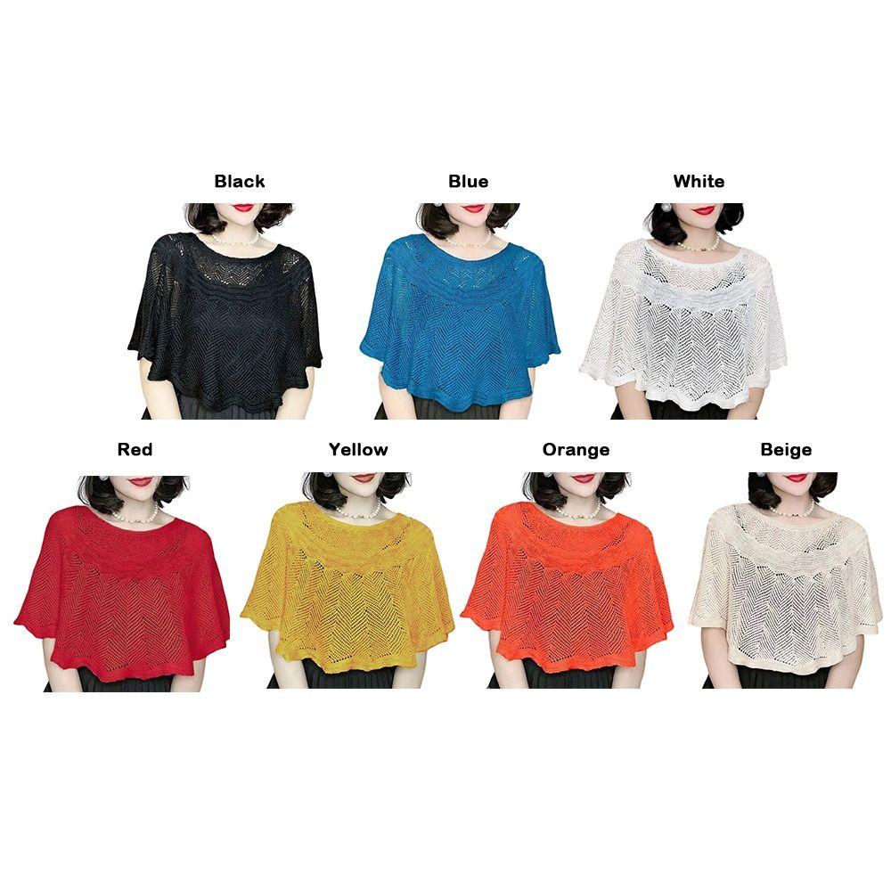 Solid Color Knit Cover Hollow Design Warm Scarves Fashion Knitted Shawl Korean Style