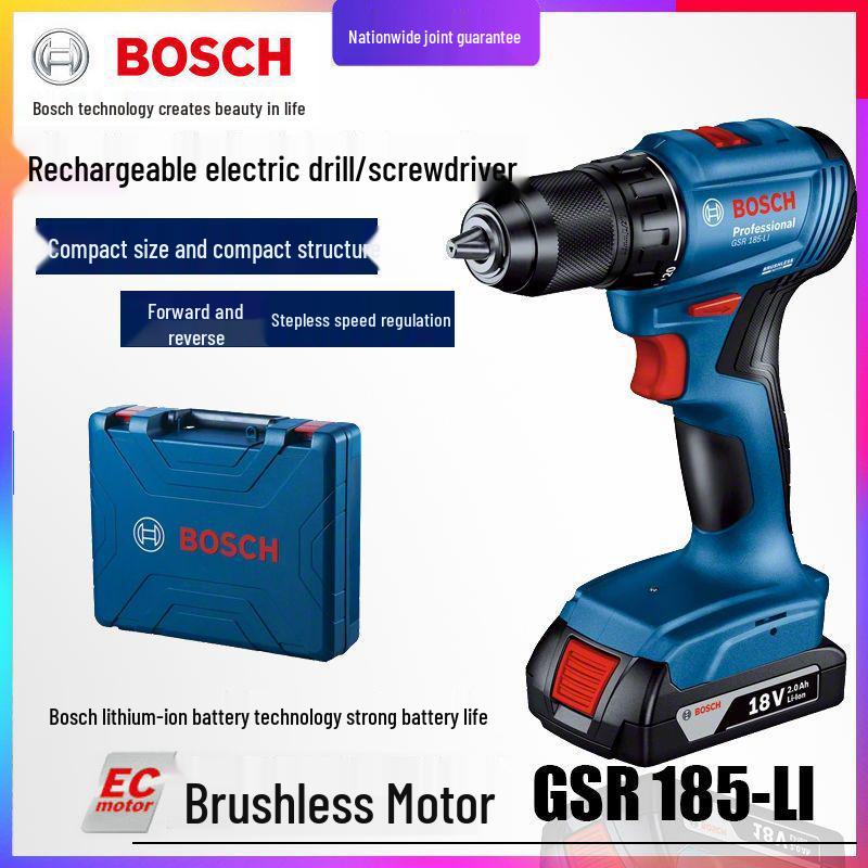 Bosch 18V Cordless Brushless Impact Driver Drill with Lithium-Ion Battery (GSR185/GSB185-Li)