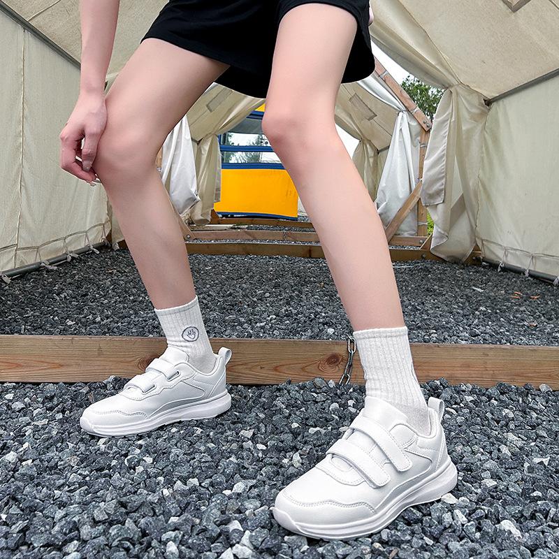 Студенческая спортивная обувь, маленькие белые туфли, мужская и женская одинаковая волшебная застежка, легкая парная спортивная школьная танцевальная обувь, кроссовки