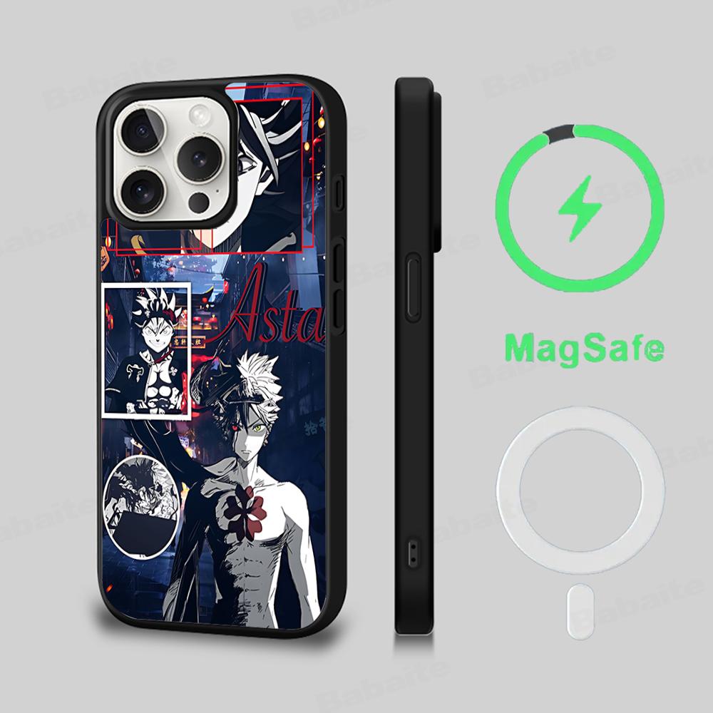 Black Clover Phone Case Magnetic Case For IPhone 16 14 13 12 11 15 Pro Max Plus For Magsafe Wireless Charge Cover