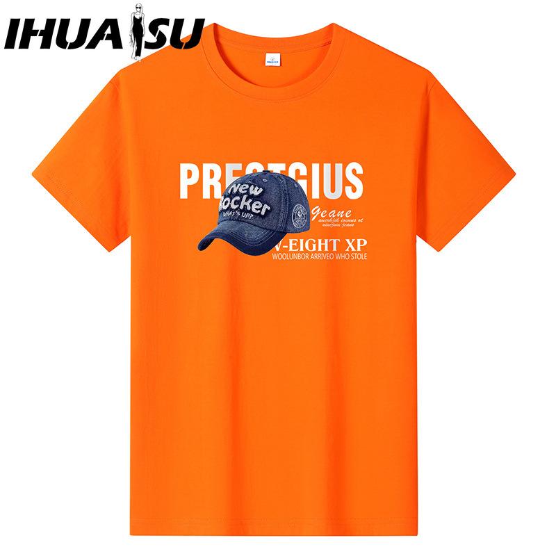 IHUASU Хлопковая футболка с коротким рукавом, мужская модная свободная рубашка с половиной рукава, сострадательная рубашка с принтом