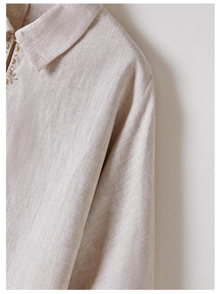 Women's Retro Dolman Sleeve Linen Shirt - Autumn 2025 Collection