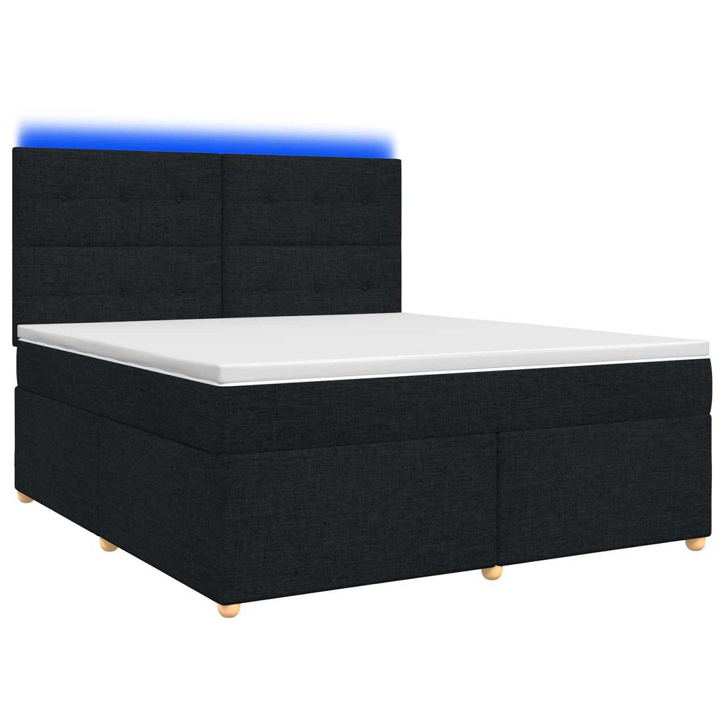 Box Spring Bed with Mattress Black 140 x 190 cm Fabric