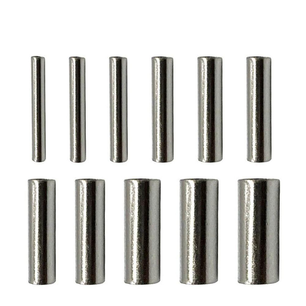 100Pcs Round Fishing Line Tube Connectors Stainless Steel Single Barrel Crimp Sleeves