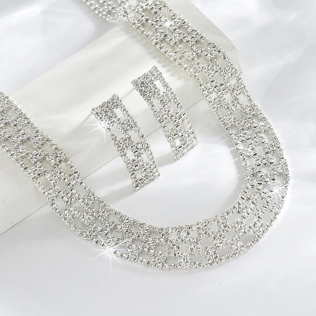 Ювелирные изделия Роскошь Свадебный Ужин Вечеринка Женщин Воды Бриллиант Полые Ожерелья Серьги-гвоздики Комплект Из Двух Частей