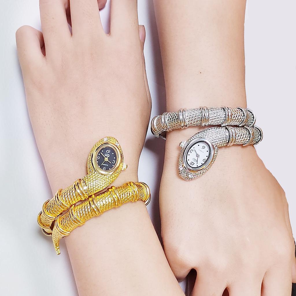 Women Quartz Watch Snake Watches Stainless Steel Bracelet Wristwatch Jewelry Gifts