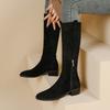 Новая корейская версия модные ботинки большого размера женские рукава однотонные круглый носок удобные женские ботинки резиновая подошва средний каблук высокие ботинки женские
