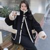Women Winter Jacket Retro Fleece Contrast Color Thickened Plush Outerwear High Collar