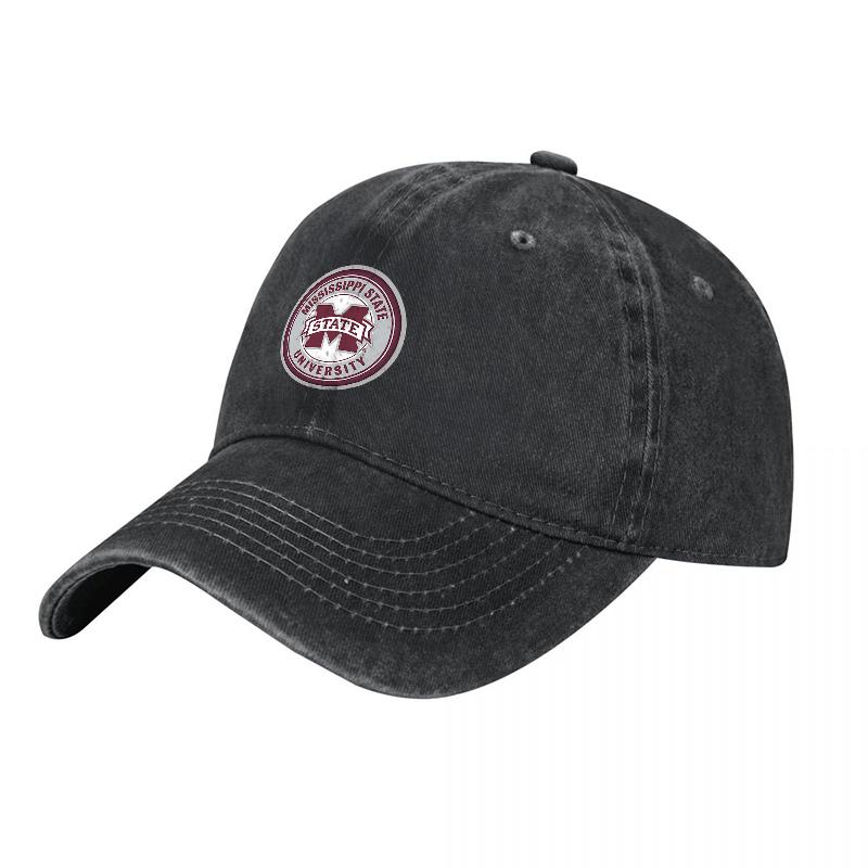 Mississippi State University Washed Cotton Baseball Cap Classic Logo Unisex Adjustable Hat for Daily Wear Sports Events