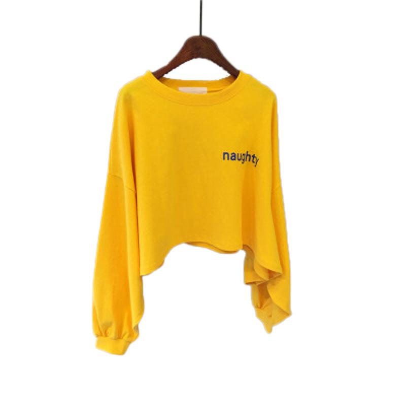 Spring and Autumn Women's Plus Size Blouse Round Neck Sweatshirt Net Red Long Sleeve Top