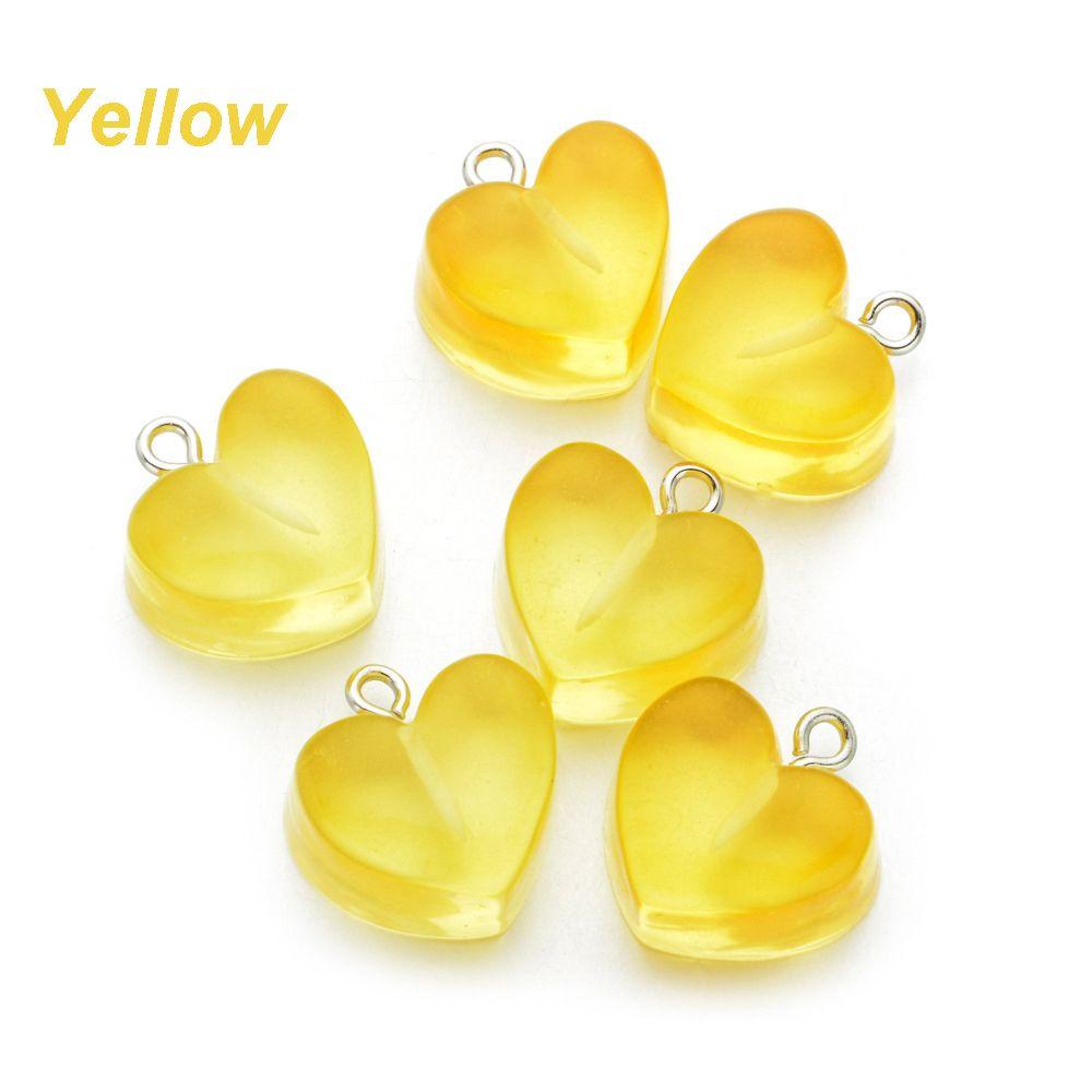 Fashion Jewelry Making Earrings Resin Heart  Charms Keychain Pendant Candy Color Necklace Crafting