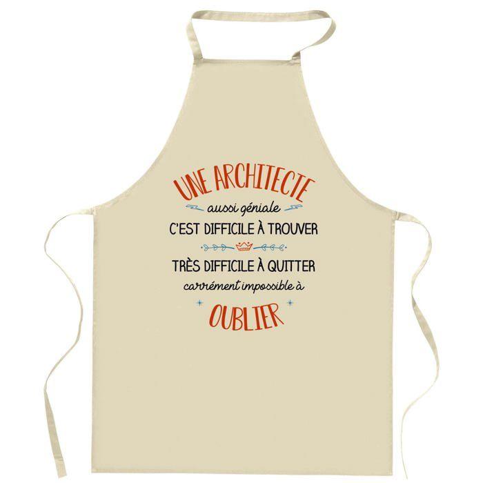 Tablier de cuisine - Planetee «Une Architecte Aussi Géniale» - Coton épais - Impression DTG France - Liens ajustables