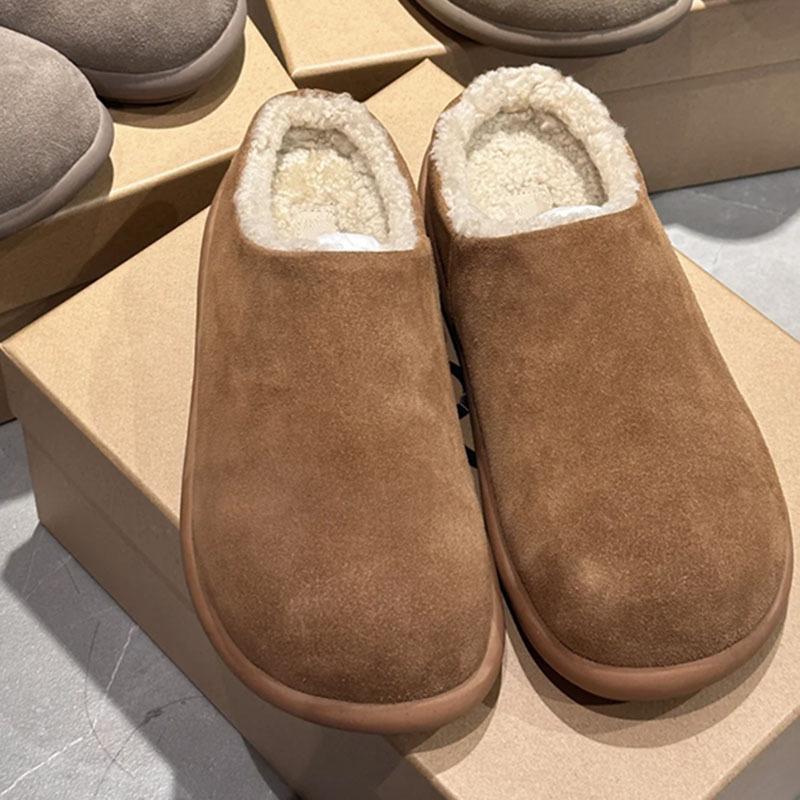 Soft Leather Version~ Fur Integrated Boken Shoes Bag Head Fluffy Slippers Women's 2025 Winter New Warm Outer Wear Muller