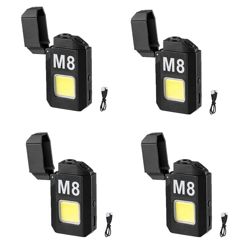 Rechargeable Type-C Interface Waterproof M8 Mini Flashlight Double Arc 2-in-1 COB Work Light Outdoor Strong Light