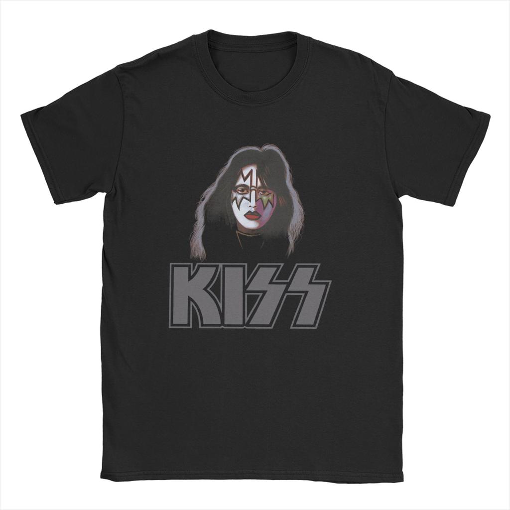 Футболка Ace Frehley Spaceman Kiss Band для мужчин 100% хлопок Смешная футболка Круглый вырез Короткий рукав Одежда Большие размеры