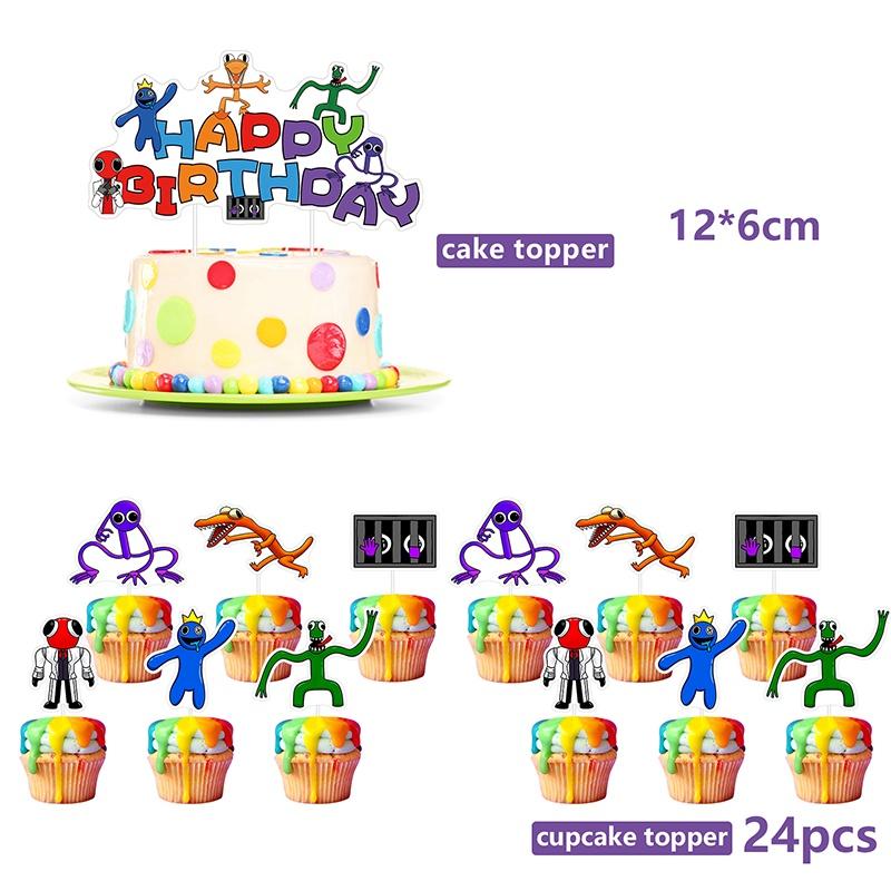 Набор для дня рождения Roblox Rainbow Friends: полный комплект с воздушными шарами, топпером для торта, баннером и многим другим!