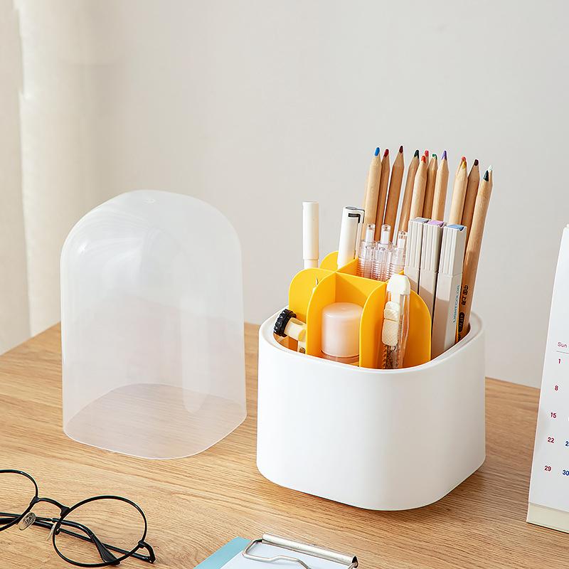 Настольный органайзер, прозрачный вращающийся держатель для ручек, полка-органайзер, цилиндр для канцелярских принадлежностей, держатель для ручек