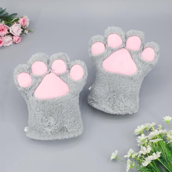 1 шт. женские зимние варежки в форме мультяшной кошачьей лапы для косплея, толстые плюшевые противоскользящие перчатки для удержания тепла на открытом воздухе для катания на лыжах и велоспорта