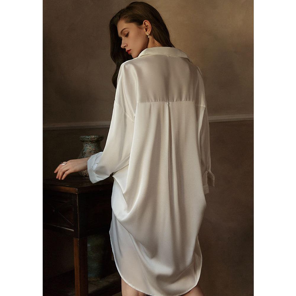 Пижамы женские весна-лето бойфренд рубашка платье длинный рукав сексуальные ночные рубашки