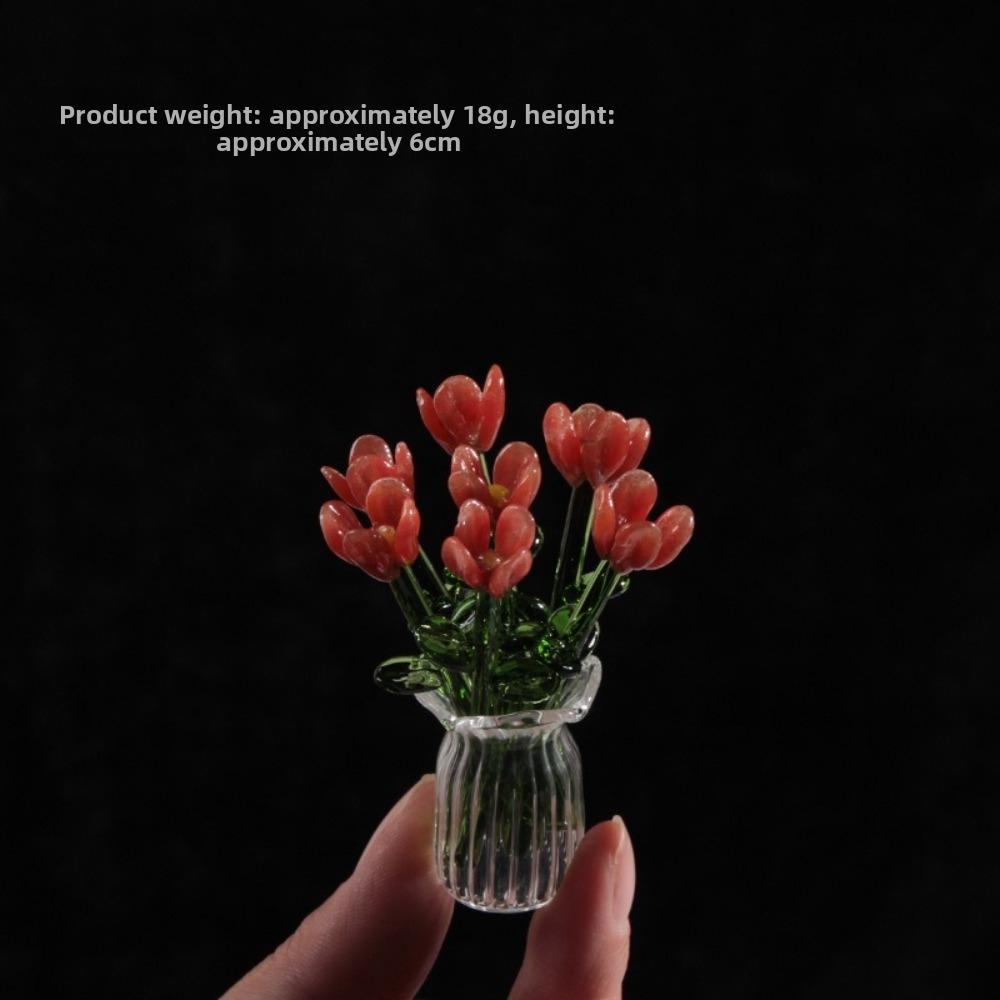 Simulation Flower Glass Flower Decor Lovely Glass Flower Bouquet for Home Room Decoration