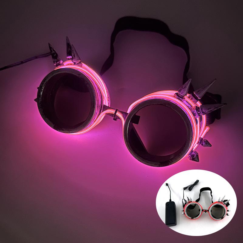 New Luminous Glowing Glasses LED Steampunk Glasses With Lights Bar Nightclub Supplies Neon Sunglasses Eyewear Props