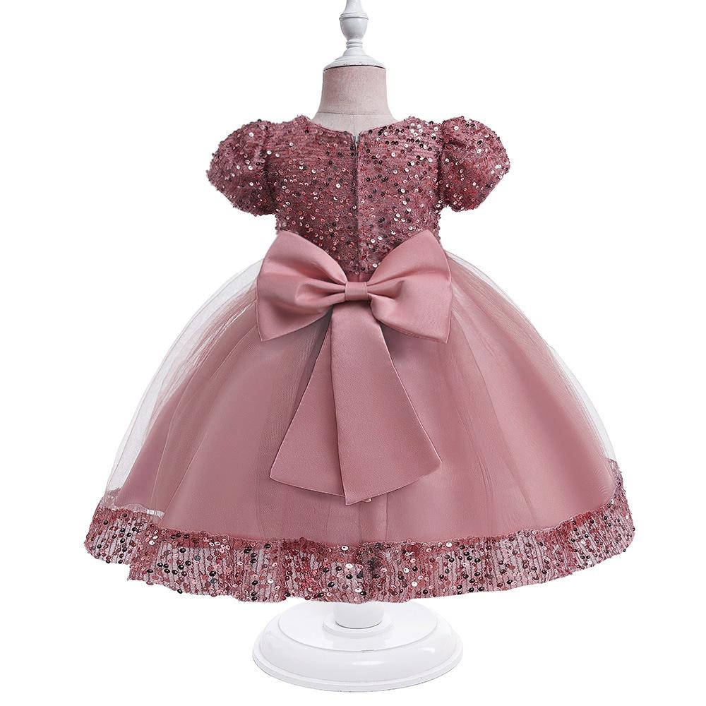 Великолепное детское платье с золотыми пайетками для вечеринки, свадебное платье подружки невесты, детское пышное платье, платье принцессы, одежда для маленьких девочек