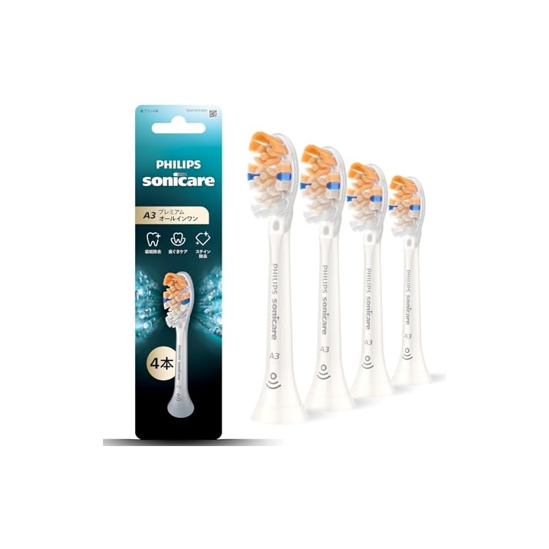 [Набор из 4 шт. - запас на 12 месяцев] Philips Sonicare A3 Premium All-in-One Обычные сменные насадки (4 шт) Оригинальный продукт HX9094/14 Белый []