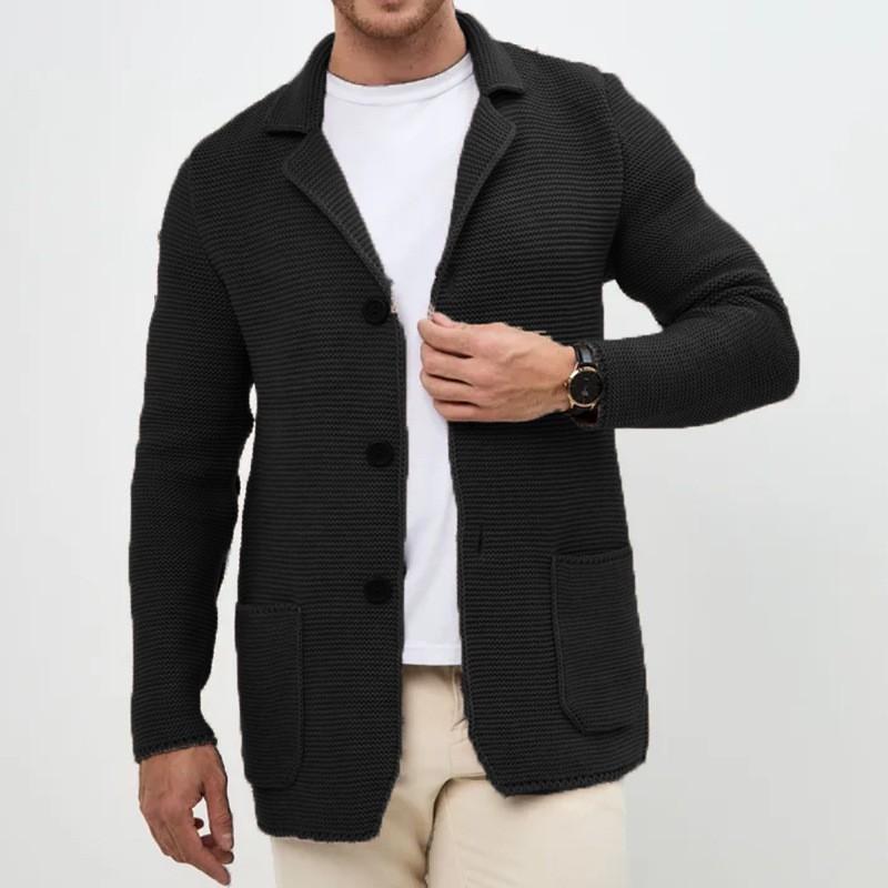 Мужской повседневный свободный кардиган для улицы, мужская вязаная жакет-костюм с лацканами, цветная