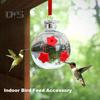 Hanging Hummingbird Feeder Round Clear Outdoor Hummingbird Water Dispenser with 3 Flower Ports for Yard Decoration