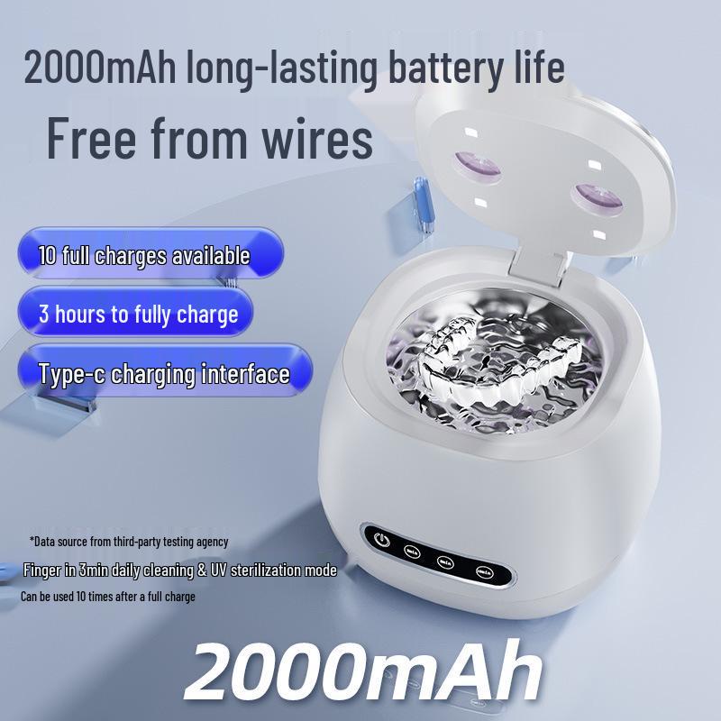 Portable Invisible Braces Ultrasonic Cleaner - Compact, Wireless Denture Cleaning Machine for Home Use