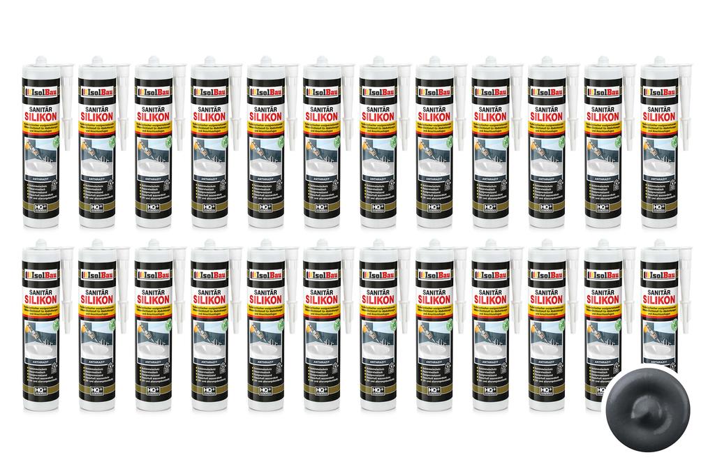 IsolBau Sanitary Silicone Anthracite Sanitär Silikon 24 x 300ml
