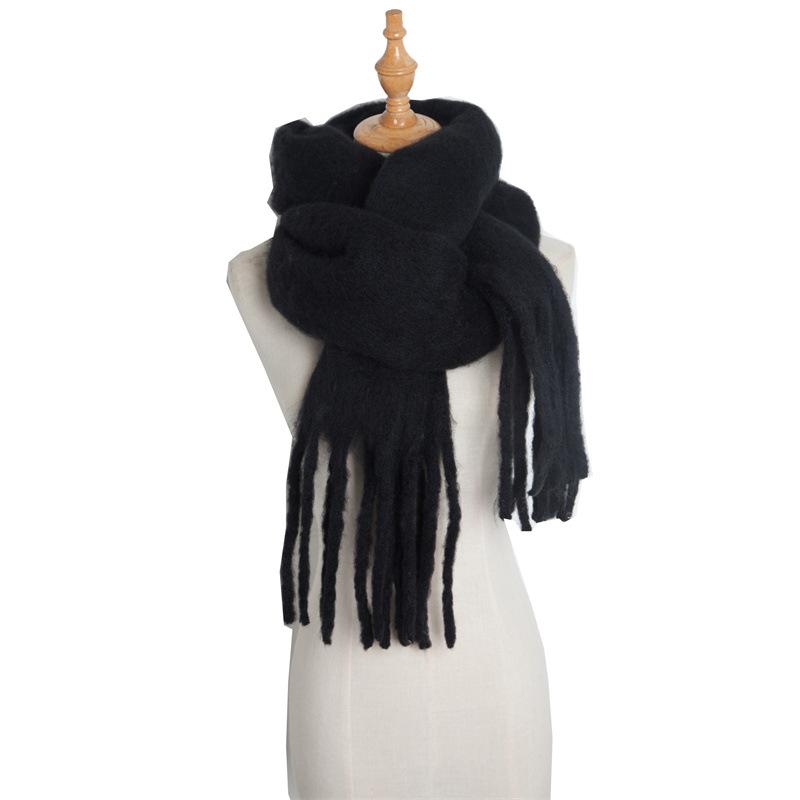 Versatile Monochrome Mohair Pull Scarf Winter Warm Soft Waxy Sweet Solid Color Student Scarf