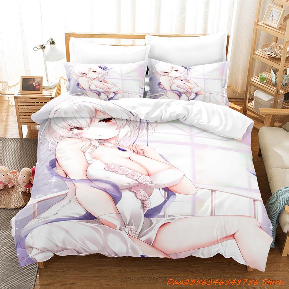 Comforter Sexy Azur Lane Sirius Bedding Set Cartoon Anime Three-Piece Set Adult Kid Bedroom Duvet Sets 3D Kawaii Girl Game Bed Set