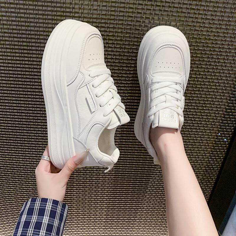 Women Thick Sole White Casual Sneakers Comfortable Footwear for Walking Commuting Travel Outdoor and Everyday Wear Sizes 35-40
