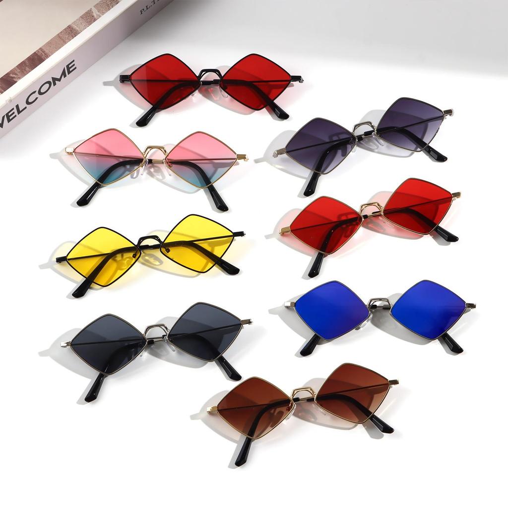 Trendy Small UV Protection Film Metal Men's Shades Sun Glasses Women's Sunglasses Diamond Shape