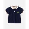 Kids Short Sleeve T-shirt Clothes Summer K-style Boy Dinosaur Embroidered V-neck Polo Shirt Baby Boy Color Matching Top
