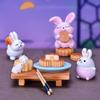 Playful Resin Rabbit Eat Mooncake Micro Landscape Decor Enhancing Festive Seasonal Displays