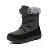 FULORIS Women's Warm Waterproof Snow Boots with Drawstring, Non-Slip Design, Lightweight, and Easy To Wear (Size 26, Gray)