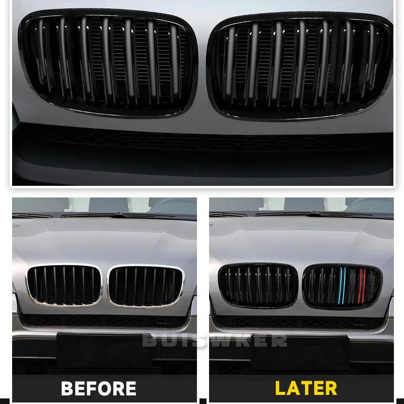 1 пара передних решеток для BMW X5/X6 E70 E71 2008-2013 г. глянцевые матово-черные решетки радиатора 'ноздри' из углеволокна замена решеток переднего бампера